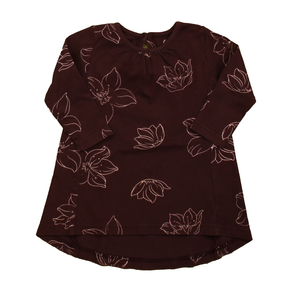 City Mouse Girls Maroon Floral Dress size: 12-18 Months